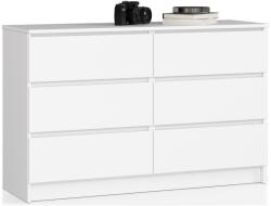 AKORD CLP K120 Komód 6 Fiókos Laminált Fehér Matt (AKO-OP0LK-1BIA002)