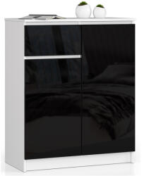 AKORD AKORD CLP K80 Komód Magasfényű Fekete-Fehér (AKO-OP0LKOMK80CZARPOL)
