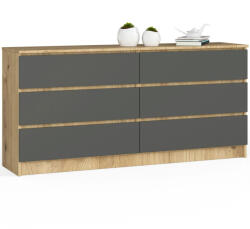 AKORD AKORD CLP Artisan Komód 6 Fiókos Laminált Tölgy Szürke (AKO-OP0LK-1ARTSZAR010)
