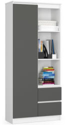 AKORD Furniture Factory AKORD CLP R11 Álló Könyvszekrény Laminált Fehér-Szürke (AKO-RP0PREGBIASZA)