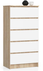 AKORD AKORD CLP Sonoma Tölgy Fehér 5-Fiókos Komód (AKO-OP0LK-6DABBIA004)