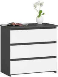 AKORD Furniture Factory AKORD CLP CL3 Komód Laminált Grafitszürke/Fehér 3 Fiókos (AKO-OP0LCL-SZARBIA003)