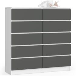 AKORD CLP K120 Komód Laminált Fehér-Szürke 10 Fiókos (AKO-OP0LK-120SZ10BIASZA)