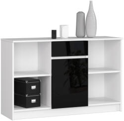 AKORD AKORD B-17 Modern Komód Laminált Fehér-Fekete Magasfényű 120cm (AKO-OP0LKOMB17CZARPOL)