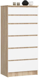 AKORD AKORD CLP K60 Komód Sonoma Tölgy Fehér 6-Fiókos (AKO-OP0PK-6DABBIA001)
