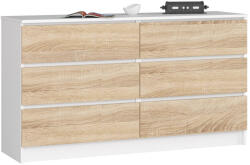 AKORD AKORD Modern 6-fiókos Komód Laminált Fehér/Sonoma (AKO-OP0LK-1BIASON004)