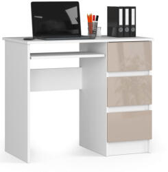 AKORD AKORD CLP A-6 Számítógépasztal Laminált Fehér-Cappuccino Magasfényű 3 Fiókos (AKO-IP0PBIUPOLCAP)