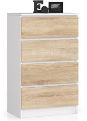 AKORD AKORD K60 Sonoma 4-Fiókos Komód Fehér/Tölgy (AKO-OP0LK-6BIASON004)