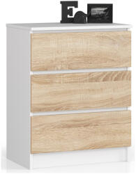 AKORD AKORD CLP Komód 3 Fiókos Laminált Fehér-Sonoma (AKO-OP0LK-6BIASON003)