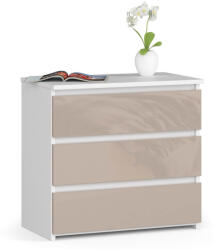 AKORD Furniture Factory AKORD CL3 Magasfényű Fehér-Cappuccino Éjjeliszekrény 3 Fiókos (AKO-OP0LCL-POLCAPU)