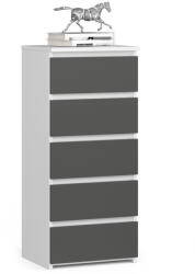 AKORD AKORD CL5 Keskeny Fiókos Komód Laminált Fehér-Szürke Matt (AKO-OP0LCL5BIASZA001)