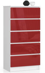 AKORD AKORD CLP K60 Magasfényű Piros-Fehér Fiókos Komód (AKO-OP0LK-5SZ-CZERW)