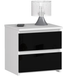 AKORD Furniture Factory AKORD CL2 Magasfényű Fekete-Fehér Éjjeliszekrény 2 Fiókkal (AKO-OP0LCL2POLCZA)