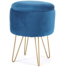 AKORD Furniture Factory AKORD Lili Kék Bársony Tárolós Puff Arany Lábakkal (AKO-PULILI-NB2)