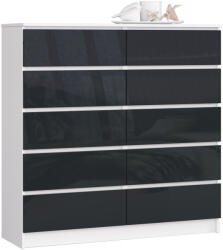 AKORD CLP 120 Komód 10 Fiókos Magasfényű Grafit MDF (AKO-OP0LK-1POLGRAF120)