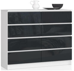 AKORD AKORD K120 Modern Magasfényű Grafit Komód 8 Fiókos MDF Akril (AKO-OP0LK-1GRAFIT)