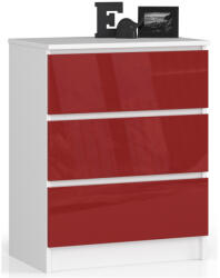 AKORD AKORD CLP Magasfényű Piros MDF Komód 3 Fiókkal (AKO-OP0LK-3CZERW)