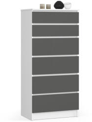 AKORD AKORD CLP K60 Fiókos Komód Laminált Fehér-Szürke 6-Fiókos (AKO-OP0PK-6BIASZA001)