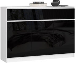 AKORD AKORD CLP K140 Komód Magasfényű Fekete-Fehér (AKO-OP0LK-1BIAPOLCZARN)