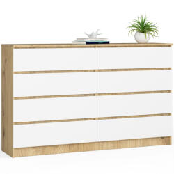 AKORD AKORD CLP Artisan Tölgy 8 Fiókos Komód Fehér Matt Fronttal (AKO-OP0LK-160ARTBIA)