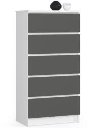 AKORD AKORD CLP Magas Fiókos Komód Laminált Fehér-Szürke 5-Fiókos (AKO-OP0LK-6BIASZAR004)