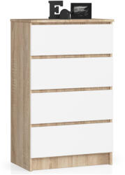 AKORD K60 Sonoma Komód 4 Fiókos Laminált Fehér (AKO-OP0LK-6DABBIA003)