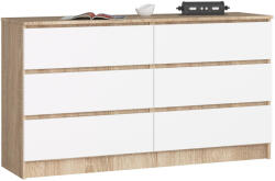 AKORD AKORD CLP K140 Komód Sonoma Tölgy Fehér 6 Fiókos (AKO-OP0LK-1DABBIA002)