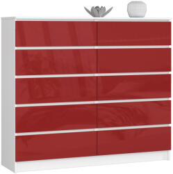 AKORD AKORD CLP K140 Komód Laminált Fehér-Piros Magasfényű 10 Fiókos (AKO-OP0LK-1POLCZERW140)