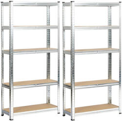 Fancy Garden Garázs Fém Polcrendszer Ezüst 70x30x154 MDF Polcokkal (AKO-2xREGMET7030154SRE)