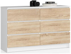 AKORD AKORD CLP K120 Komód 6 Fiókos Laminált Fehér-Sonoma Tölgy (AKO-OP0LK-1BIASON002)