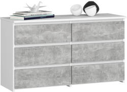 AKORD AKORD CL100 Modern Fiókos Komód Laminált Fehér-Beton 6 Fiókos (AKO-OP0LCL1006SZBIABET001)