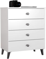 AKORD AKORD Mobi K-04 Fiókos Komód Laminált Fehér-Fekete (AKO-OP0LMOBIK04BIALCZAR)