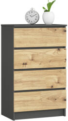 AKORD AKORD CLP K60 Fiókos Komód Laminált Grafitszürke/Artisan Tölgy (AKO-OP0LK-6SZARART003)