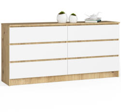 AKORD AKORD CLP Artisan Tölgy Fehér 6-Fiókos Komód 160 (AKO-OP0LK-160SZ6ARTBIA)