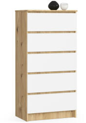 AKORD AKORD CLP Artisan Tölgy Komód 5 Fiókos Fehér Matt (AKO-OP0LK-6ARTBIA004)
