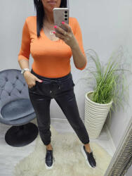 Norafashion Csinos V kivágott basic felső (narancs) (496339)