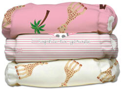 Charlie Banana Set 3 Scutece Textile Charlie Banana - Sophie La Girafe Organic Pink (Inserturi Noi De Cânepă Cu Fleece) - Mărime Unică
