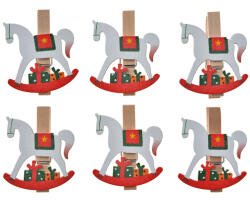 Clayre & Eef Set 12 ornamente Caluti lemn cu clema 4x1x4 cm (65637)