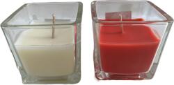  Set 2 lumanari parfumate in pahar de sticla patrat, culori diferite (Set2lumSticlaPatratA14637)