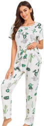 Cyrax Pijama dama, model cactus, verde/alb, M (Pj100M)