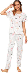 Cyrax Pijama dama, model Flamingo, alb/roz, M (Pj102M)