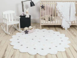 LC Covor rotund alb din bumbac Dots 140cm Covor