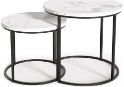 Halmar KÉSZLET 2x Kávésasztal OREO átm. 43/53 cm fekete/márvány dekoráció V-CH-OREO-LAW-BIAŁY_MARMUR (HA0126)