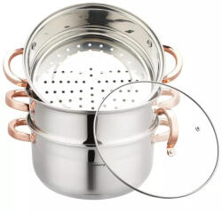Klausberg Oala pentru gatit la aburi Klausberg KB 7735, 24 cm, 5 L, 4 piese, Inductie, Inox/Aur roz (KB 7735)