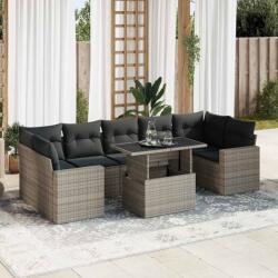 vidaXL 8 részes szürke polyrattan kerti ülőgarnitúra párnákkal (3326281)