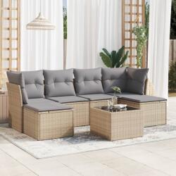 vidaXL 7 részes bézs polyrattan kerti ülőgarnitúra párnákkal (3249858)