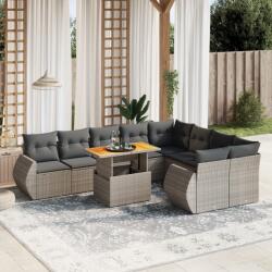 vidaXL 10 részes szürke polyrattan kerti ülőgarnitúra párnákkal (3272355)