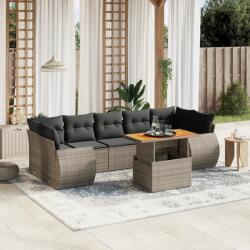 vidaXL 8 részes szürke polyrattan kerti ülőgarnitúra párnákkal (3272110)