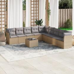 vidaXL 10 részes bézs polyrattan kerti ülőgarnitúra párnával (3249628)
