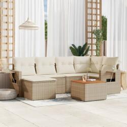 vidaXL 7 részes bézs polyrattan kerti ülőgarnitúra párnákkal (3256996)